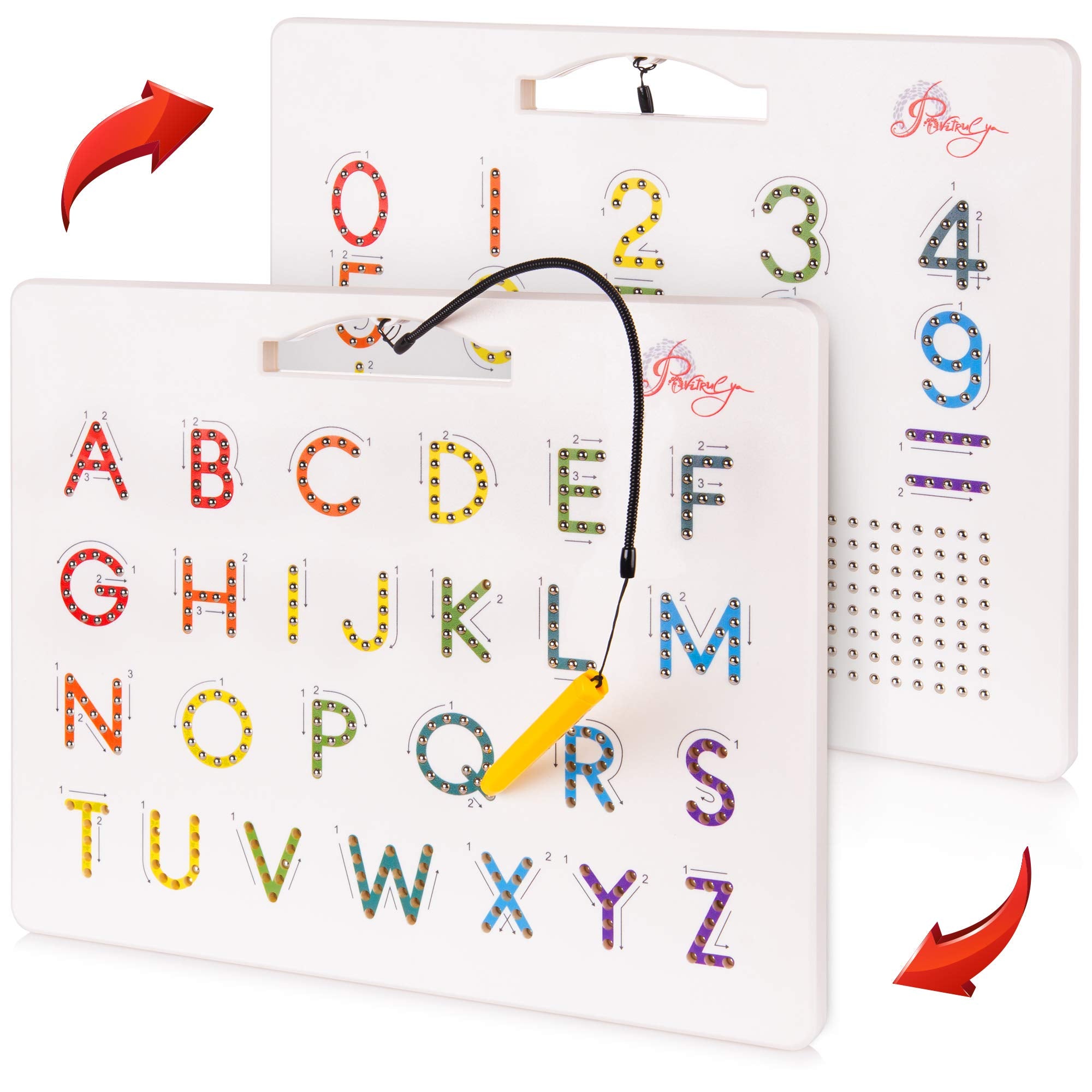 Povitrulya magnetic alphabet tracing board shows letters on the letters side for writing practice