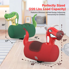 POVRYE bull ride-on toy outdoors promotes energetic, cooperative play.