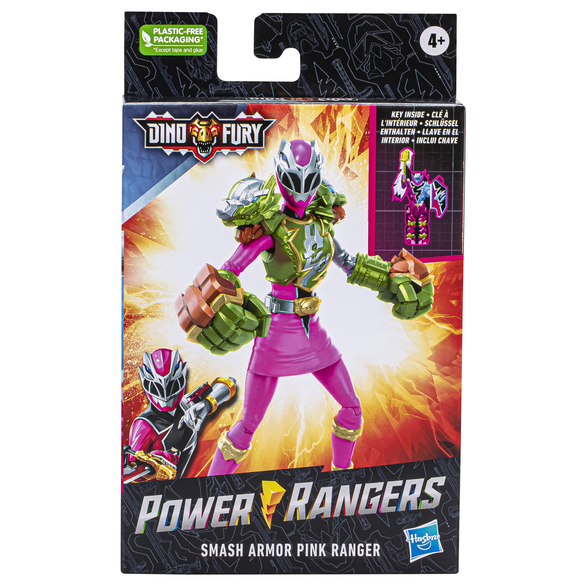 Power Rangers Dino Fury Pink Ranger figure for collectibility and display.