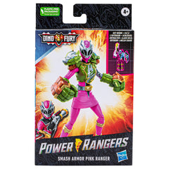 Power Rangers Dino Fury Pink Ranger figure for collectibility and display.
