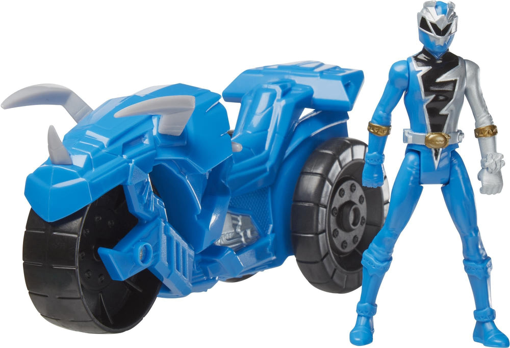 Power Rangers Dino Fury Blue Ranger action figure with rolling wheels for faster play.