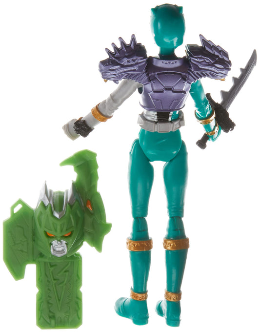 Power Rangers Dino Fury Green Ranger with weapon accessory for battle-ready play.