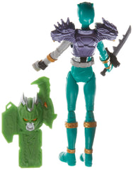 Power Rangers Dino Fury Green Ranger with weapon accessory for battle-ready play.