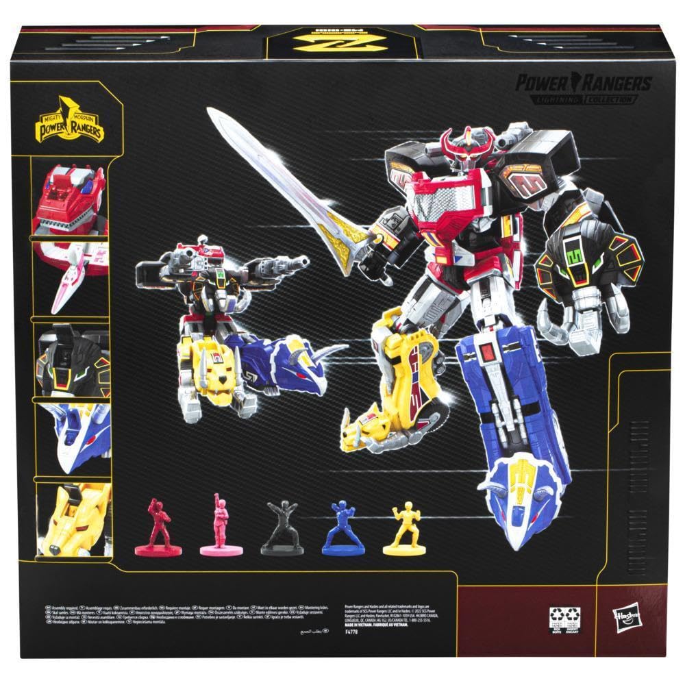 Power Rangers Dino Megazord cockpit faceplate reveals interior Rangers for authentic display detail.
