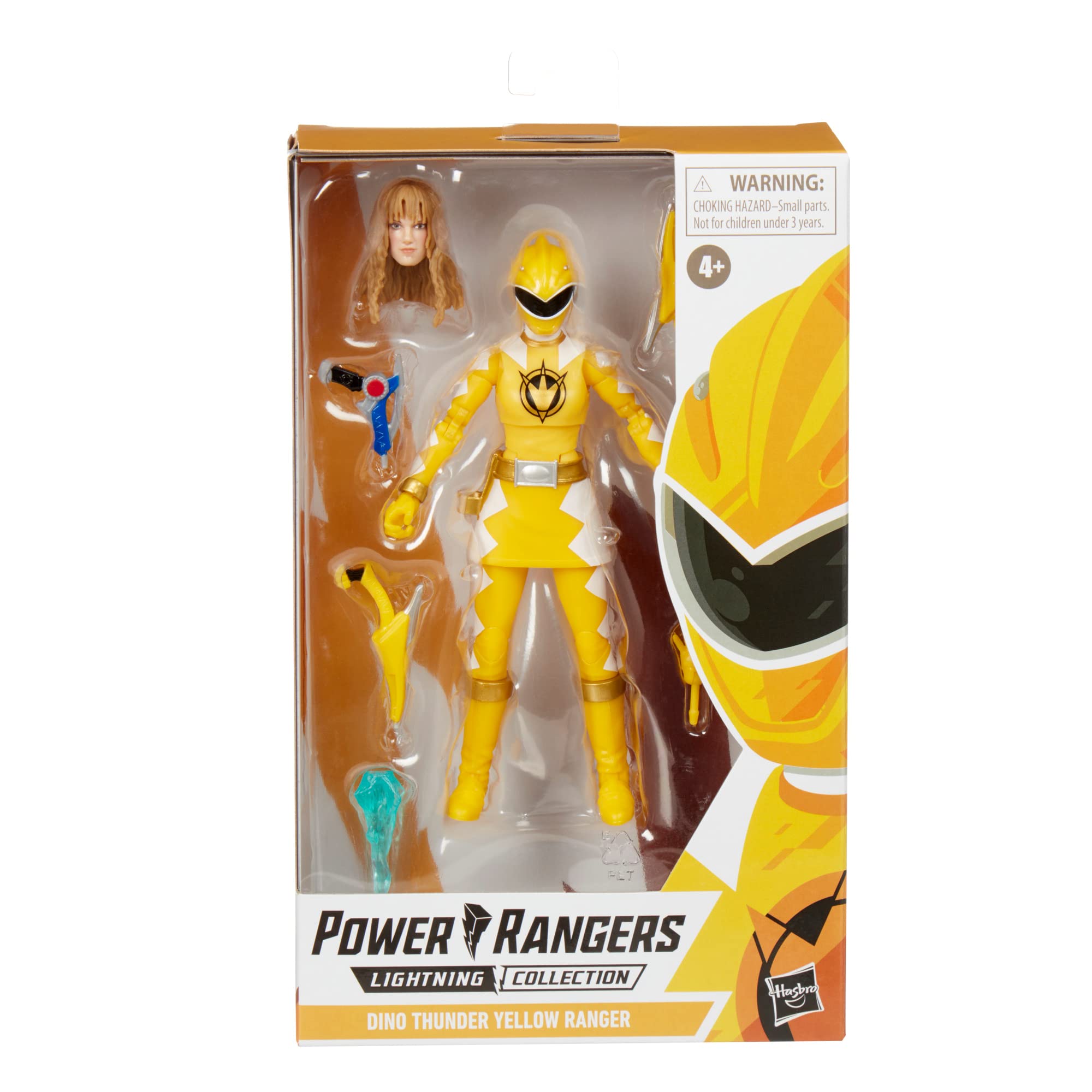 Power Rangers Dino Thunder Yellow Ranger figure with accessories for dynamic display.