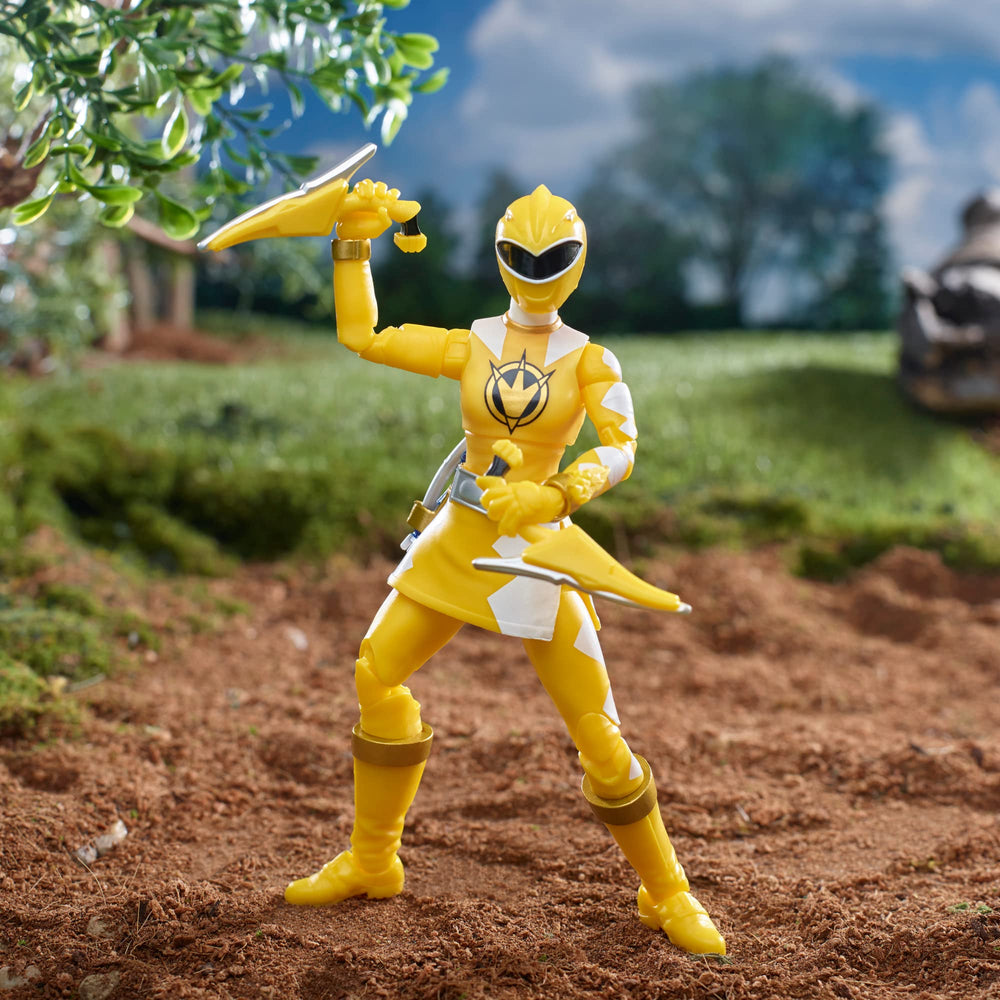 Power Rangers Dino Thunder Yellow Ranger figure on display ready pose.