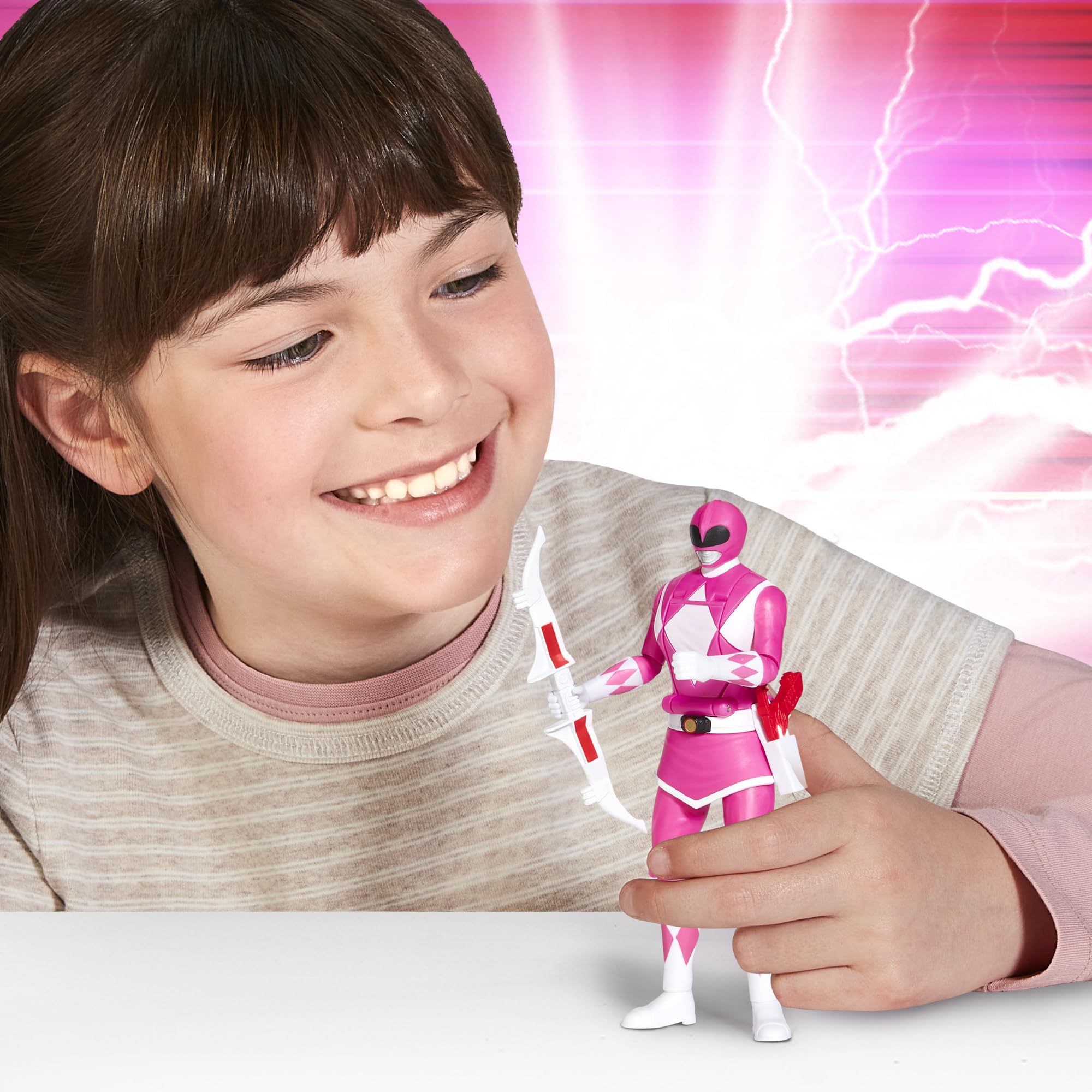 Power Rangers Kimberly Hart likeness close-up supports recognizable character play.