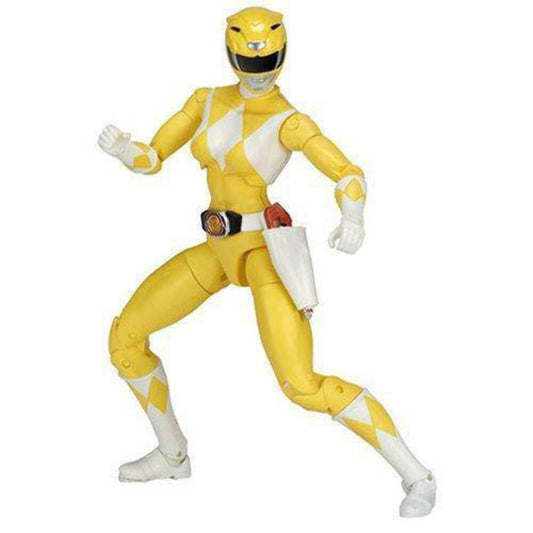 Power Rangers Legacy Mighty Morphin Yellow Ranger figure in 6.5-inch scale for display.