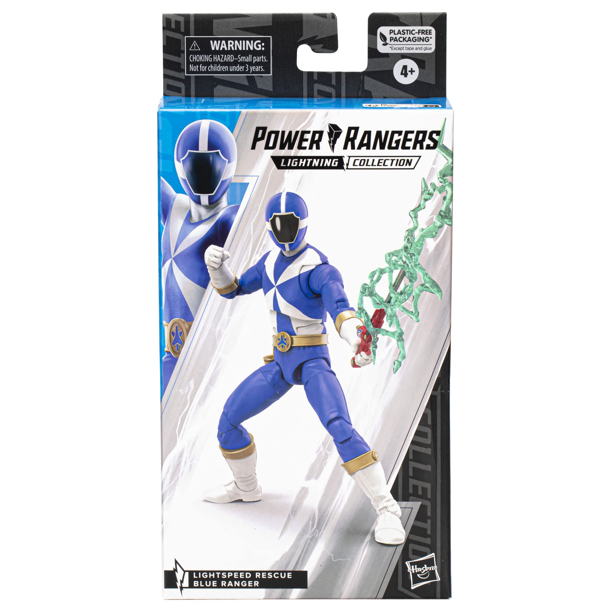 Power Rangers Lightning Collection Blue Ranger figure side view showing detailed armor