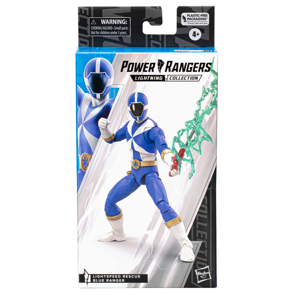 Power Rangers Lightning Collection Blue Ranger figure side view showing detailed armor
