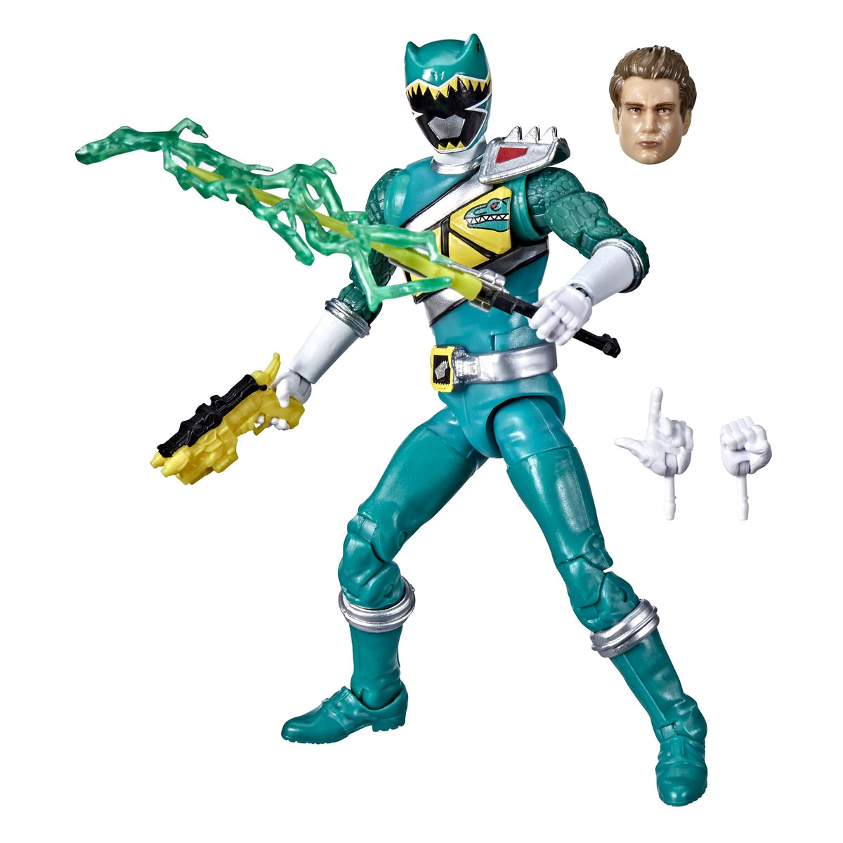 Power Rangers Lightning Collection Dino Charge Green Ranger figure front view for dynamic shelf display