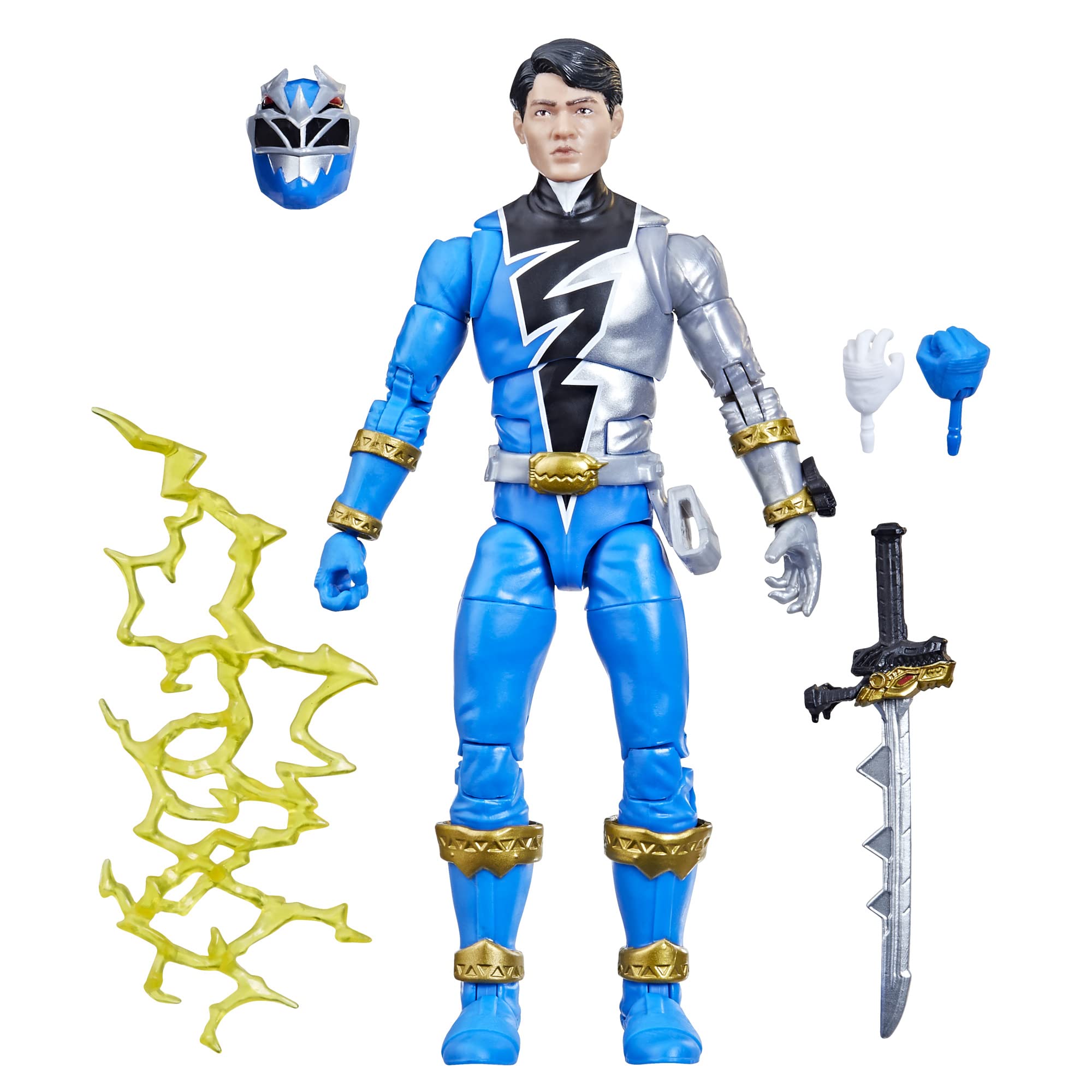 Power Rangers Lightning Collection Dino Fury Blue Ranger figure front view with premium detailing
