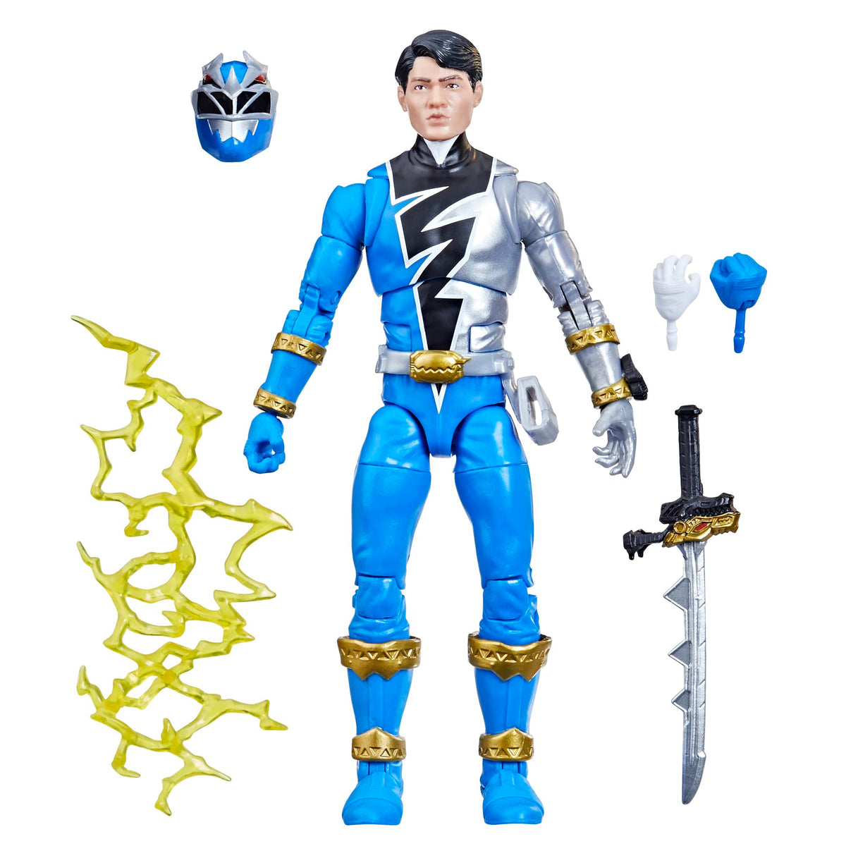 Power Rangers Lightning Collection Dino Fury Blue Ranger figure front view with premium detailing