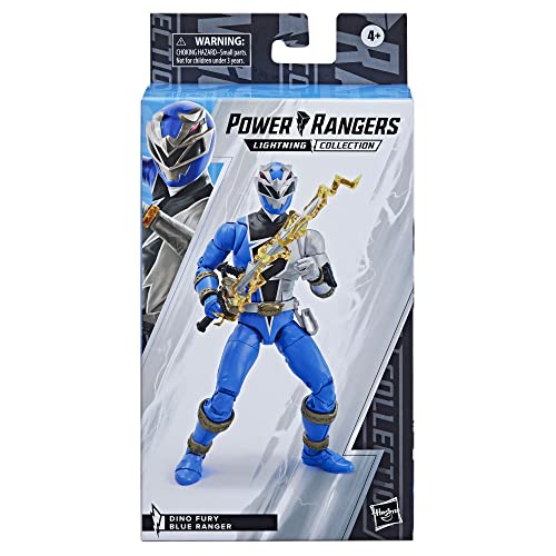 Power Rangers Lightning Collection Dino Fury Blue Ranger helmeted head swap for authentic display