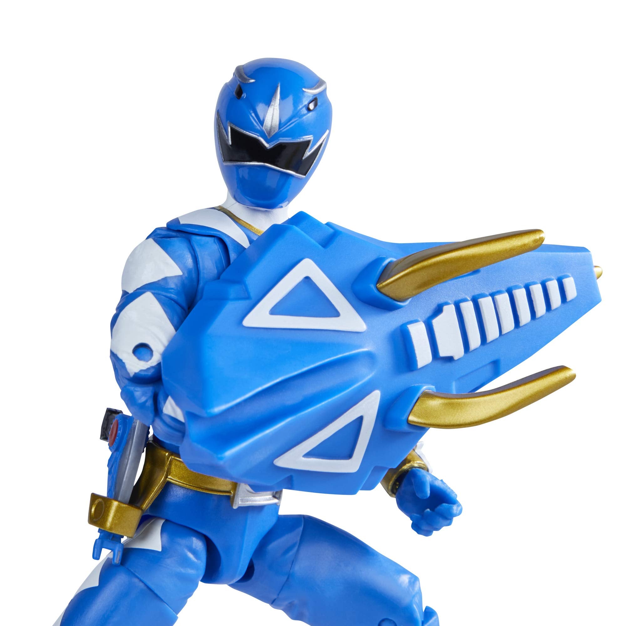 Boxed packaging showcases the Dino Thunder Blue Ranger in the Lightning Collection.