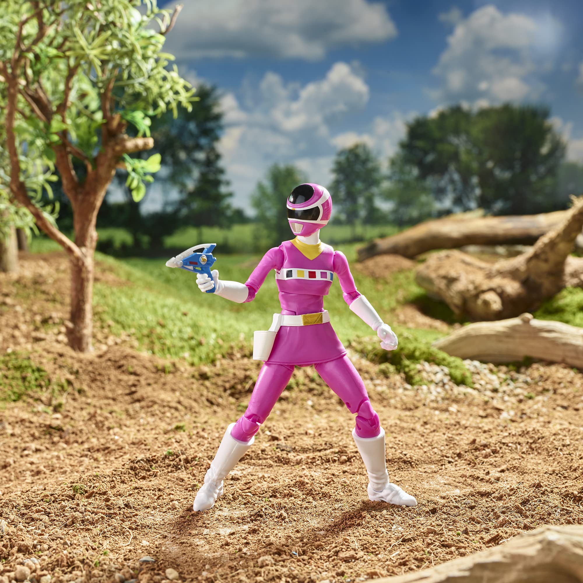 Power Rangers In Space Pink Ranger Astro Blaster with blast effect.