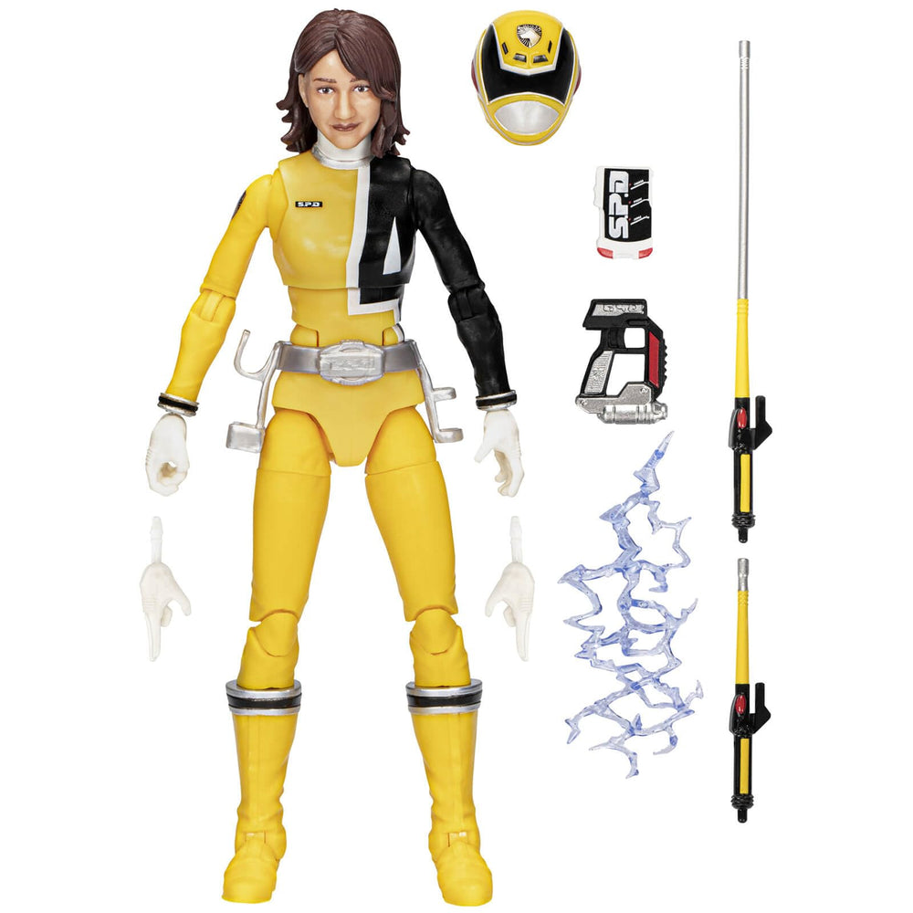 Power Rangers Lightning Collection S.P.D. Yellow Ranger accessories pack for versatile posing and play.