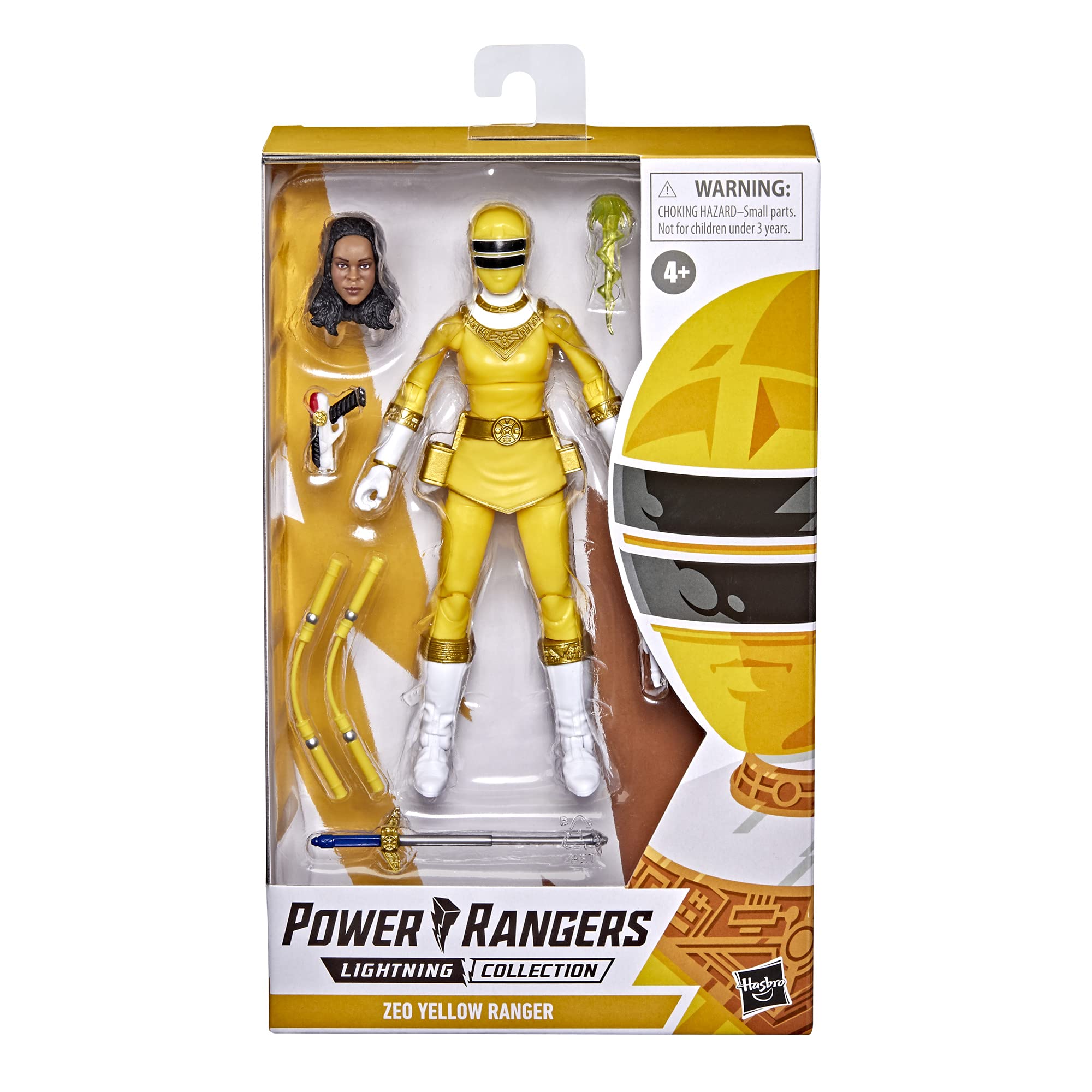 Power Rangers Zeo Yellow Ranger with helmet head option for screen-accurate display.