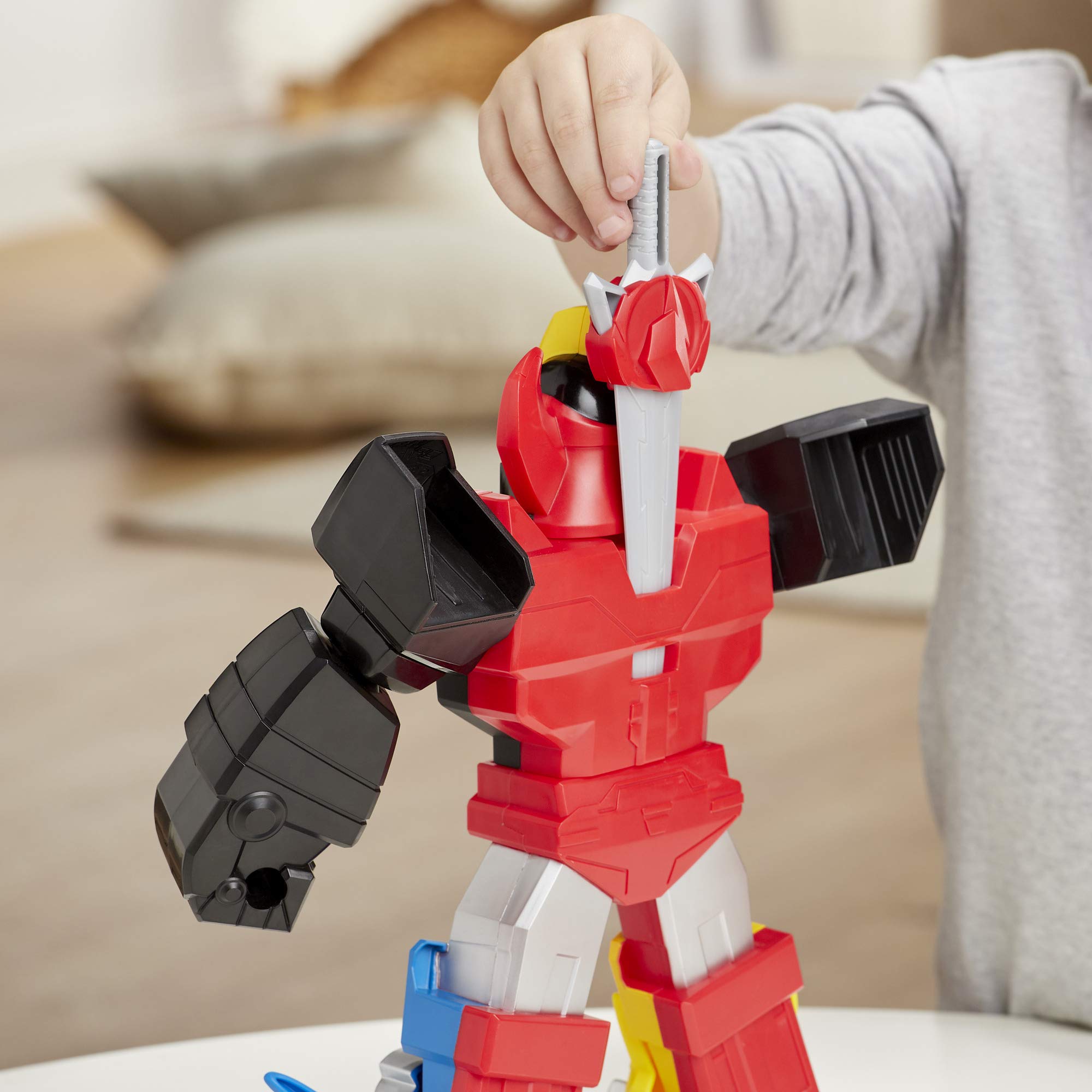 Power Rangers Megazord Dinozord combo shown in formation.