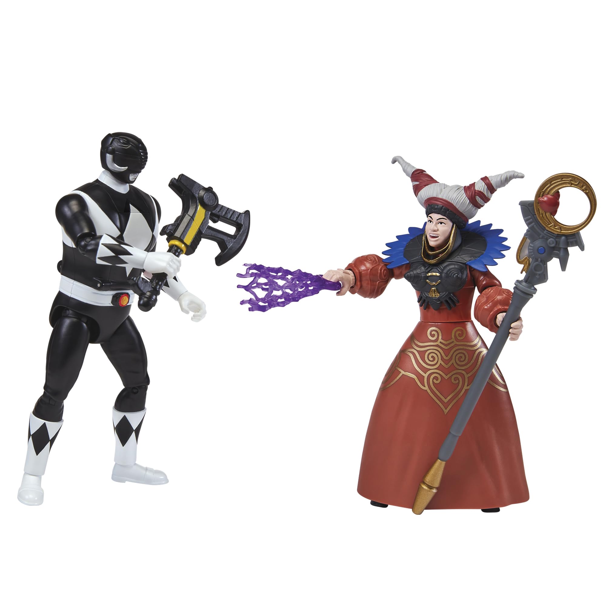 Power Rangers Mighty Morphin Auto-Morphin Black Ranger figure front view ready for action