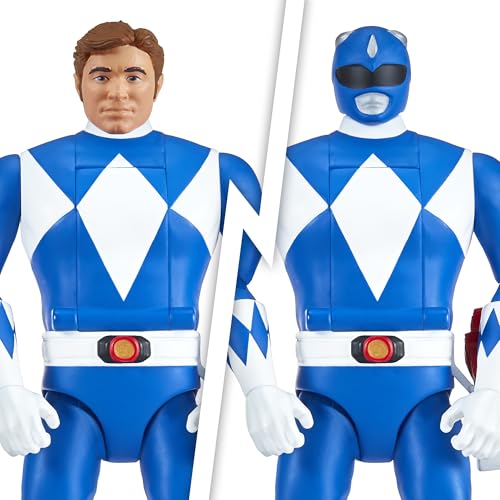 Power Rangers Mighty Morphin Blue Ranger with Power Lance and Blade Blaster for imaginative battles