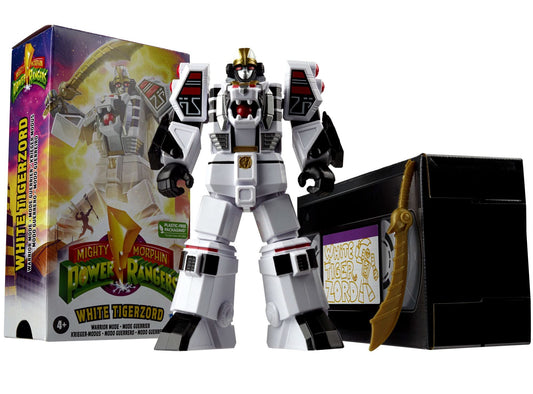 Power Rangers Mighty Morphin White Tigerzord Warrior Mode figure for display and play