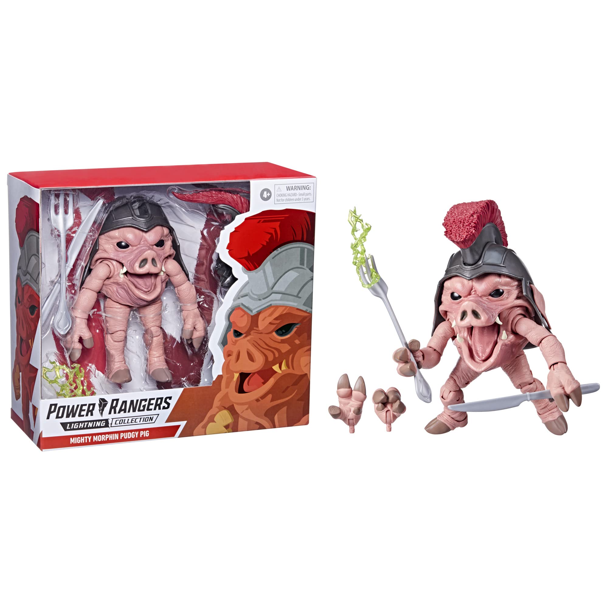 Power Rangers Pudgy Pig figure with fork and knife for action poses.
