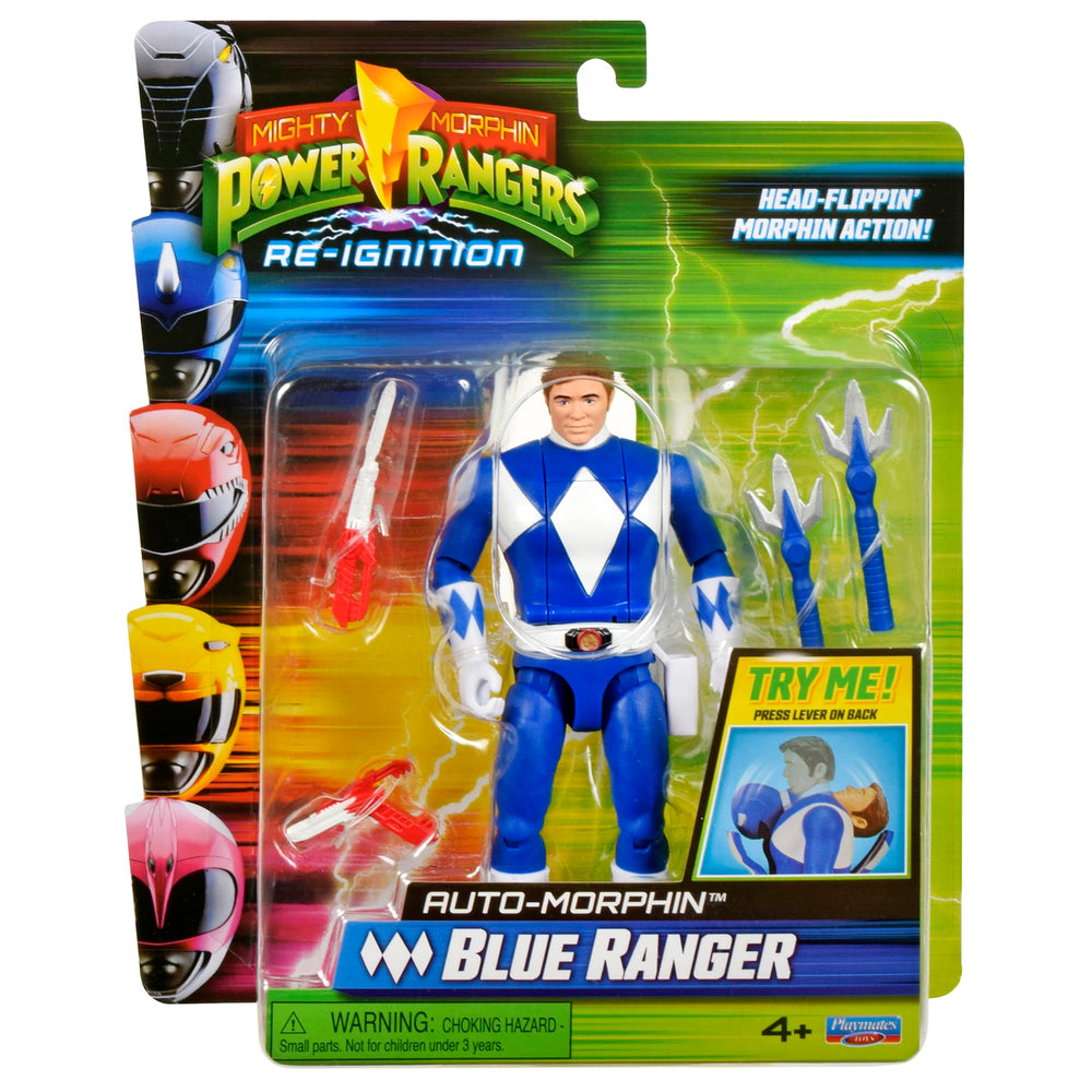 Power Rangers Re-Ignition Blue Ranger morph pose for display and storytelling.