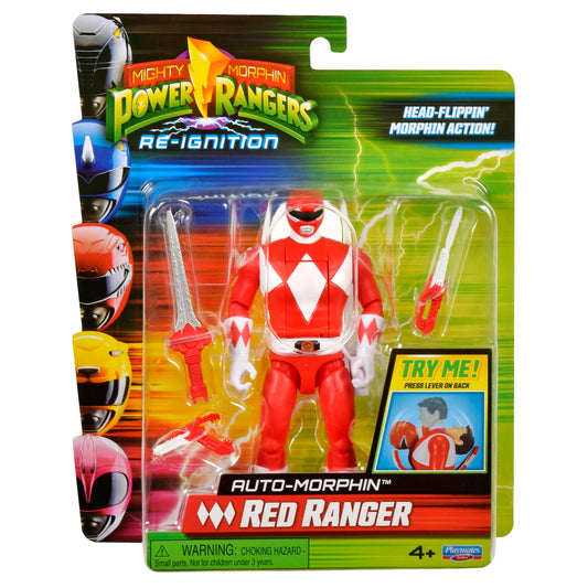 Power Rangers Red Ranger action figure front view with detailed armor for dynamic poses.