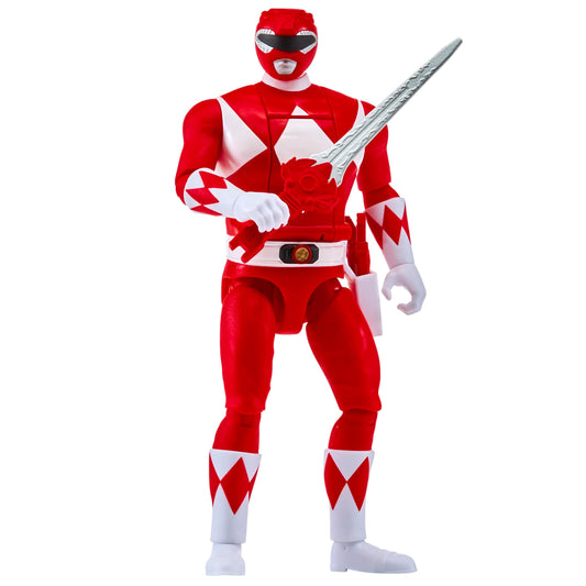 Power Rangers Red Ranger figure side angle showing poseable joints for action scenes.