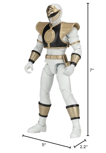 Power Rangers White Ranger figure with legacy packaging and Build-A-Megazord part for collectors.