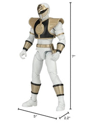 Power Rangers White Ranger figure with legacy packaging and Build-A-Megazord part for collectors.
