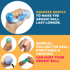 Power Your Fun Arggh Calm 2.3-inch diameter stress ball for hand exercises.