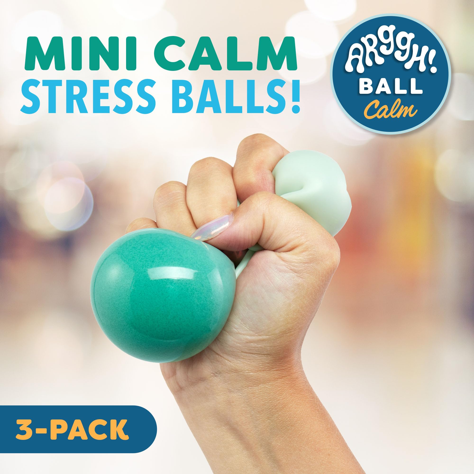 Power Your Fun Arggh Calm orange color-changing mini stress ball for desk relaxation.