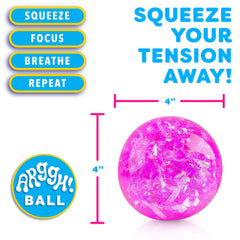 Power Your Fun Arggh glitter stress ball packaging image showing gifting and portability