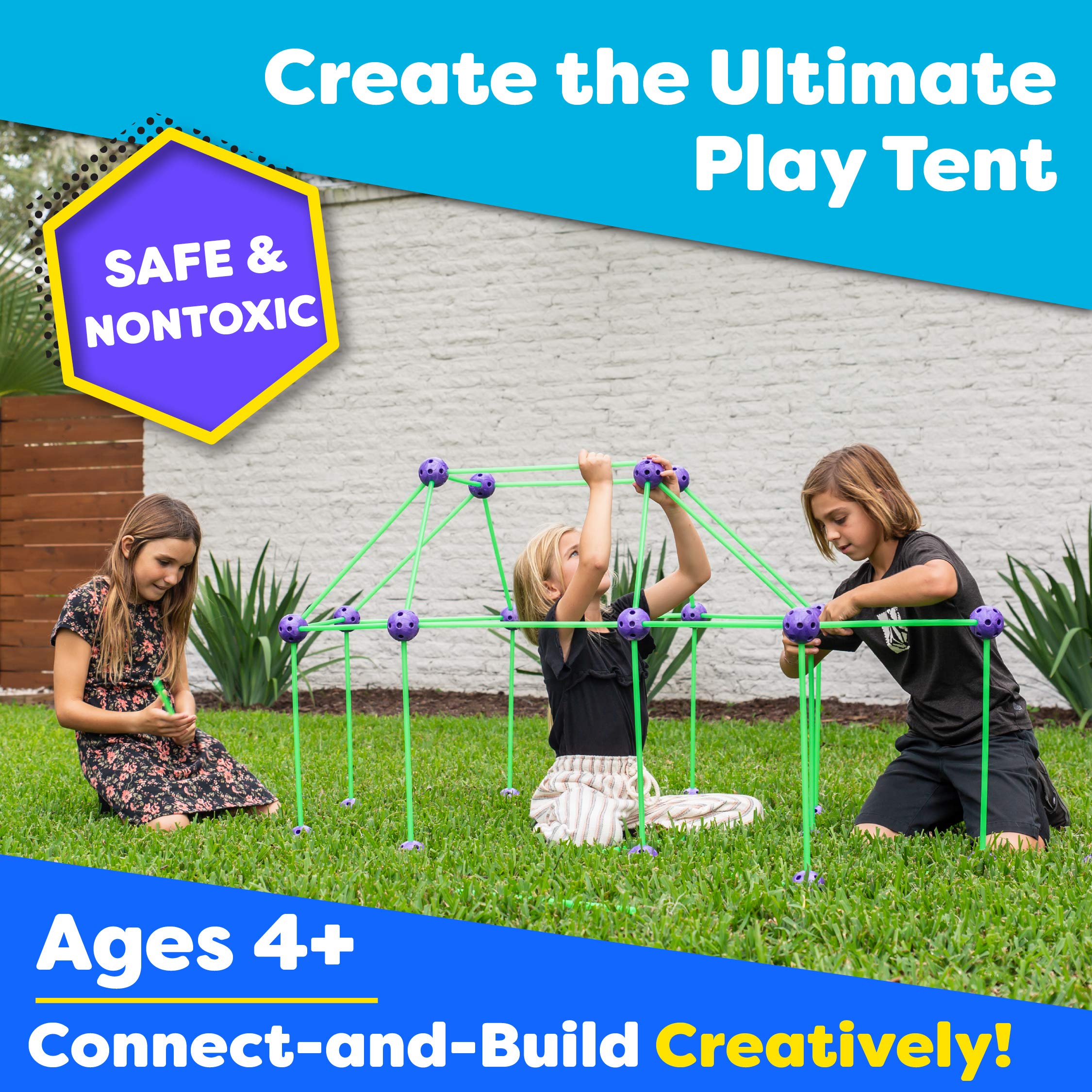 Close-up of Power Your Fun Fun Forts rods and spheres for building exploration