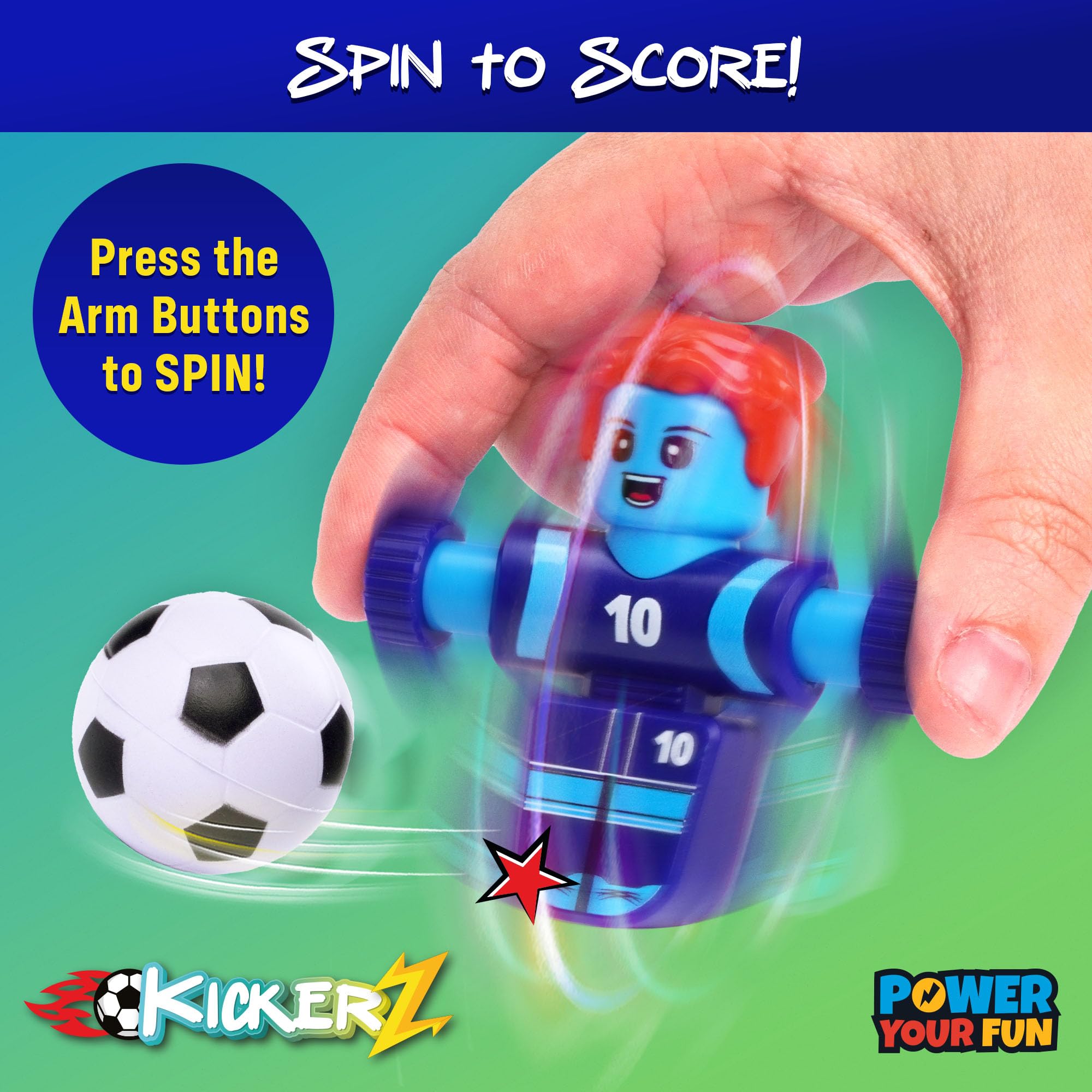 Power Your Fun KickerZ spin action fidget for quick reactions