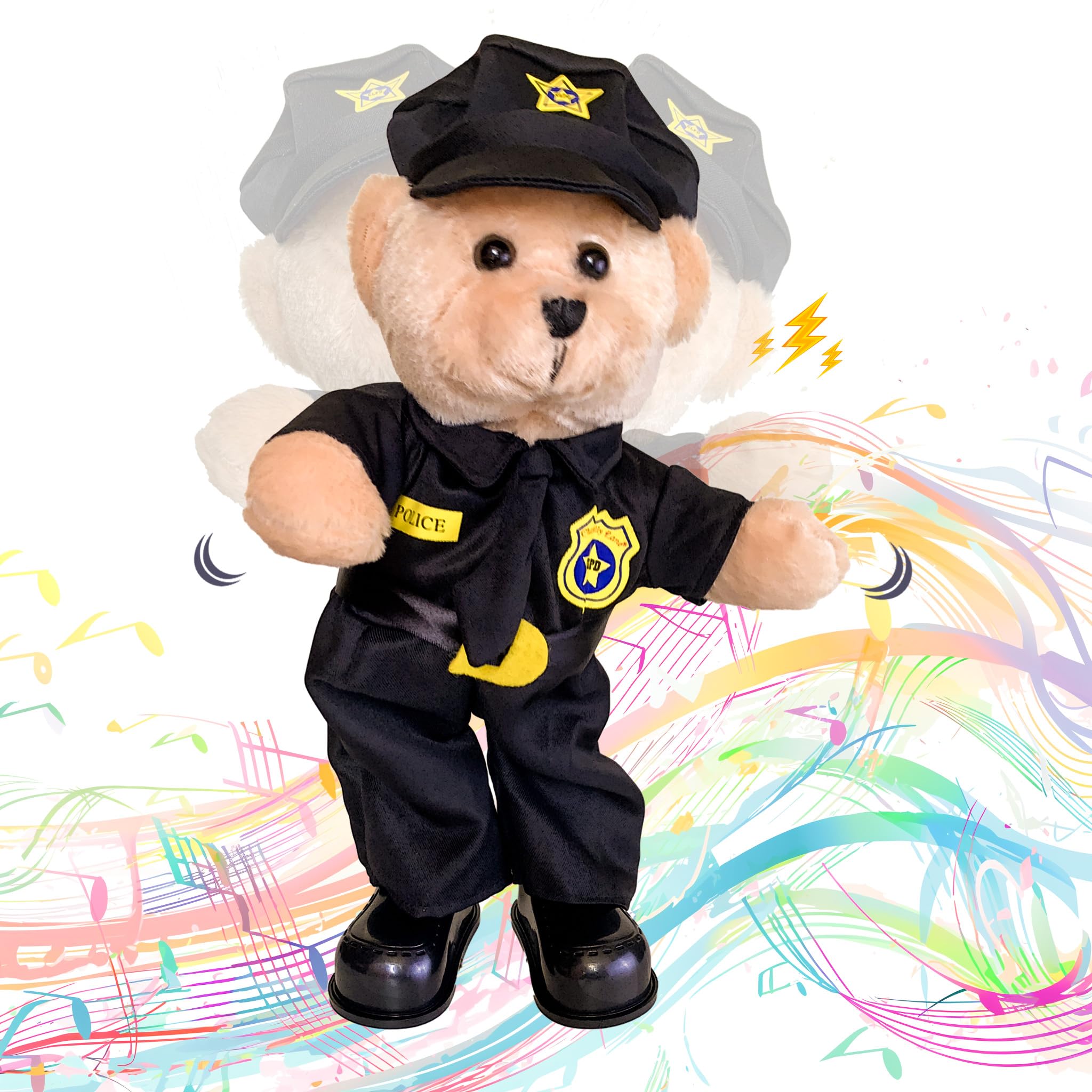 PowerPals police teddy bear sings and dances for kids' playtime joy.