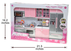 PowerTRC Doll Kitchen Play Set with light and sound adds realism to playtime.