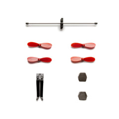 POWERUP Spare Parts Kit 4.0—parts layout for quick on-field repairs during flights.