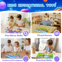 Powza amusement park puzzle scene supports problem-solving during family time.