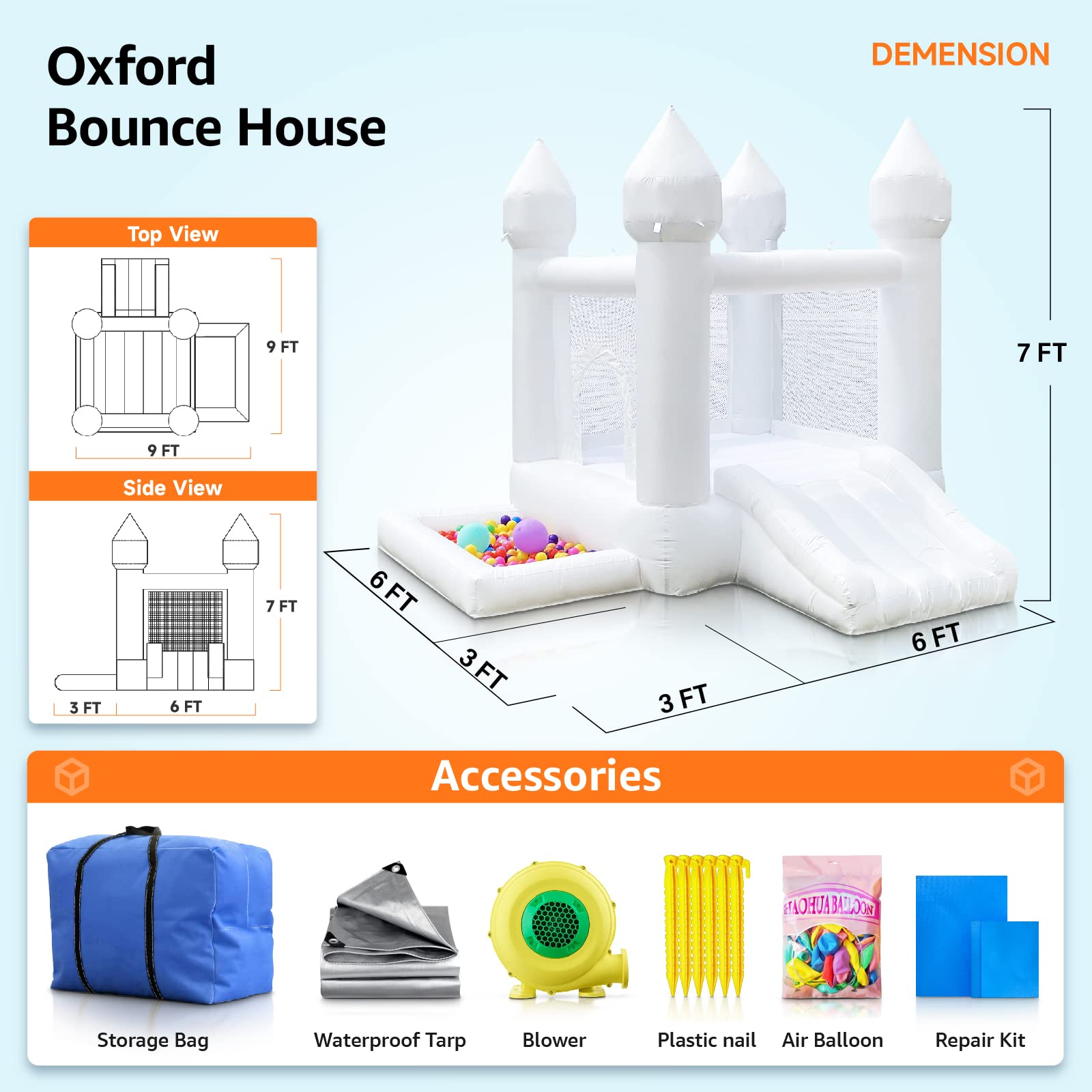 POYOUNGHU White Bounce House interior offers roomy bounce space