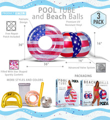 POZA USA flag beach ball 16-inch in action, perfect for water games.
