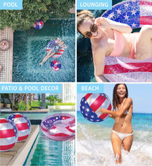 POZA USA flag beach ball 16-inch in festive confetti for water play.