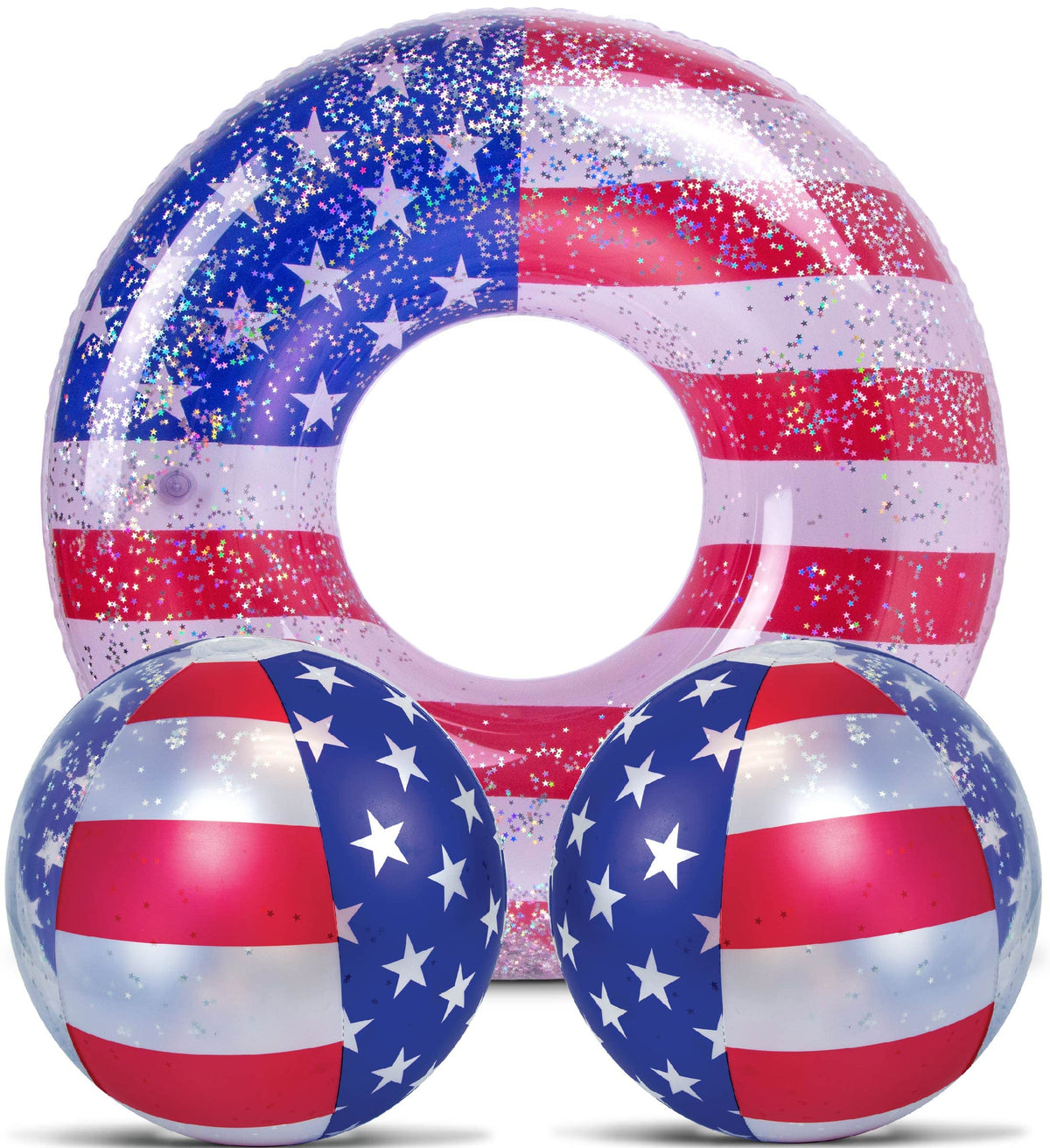 POZA USA flag pool float ring on water, ideal for a fun pool day.