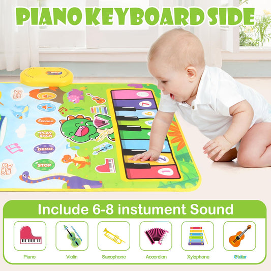 POZMTIORE Baby Musical Play Mat drum section—encourages rhythm awareness through interactive drumming.