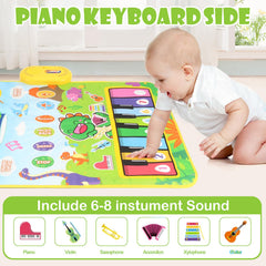 POZMTIORE Baby Musical Play Mat drum section—encourages rhythm awareness through interactive drumming.