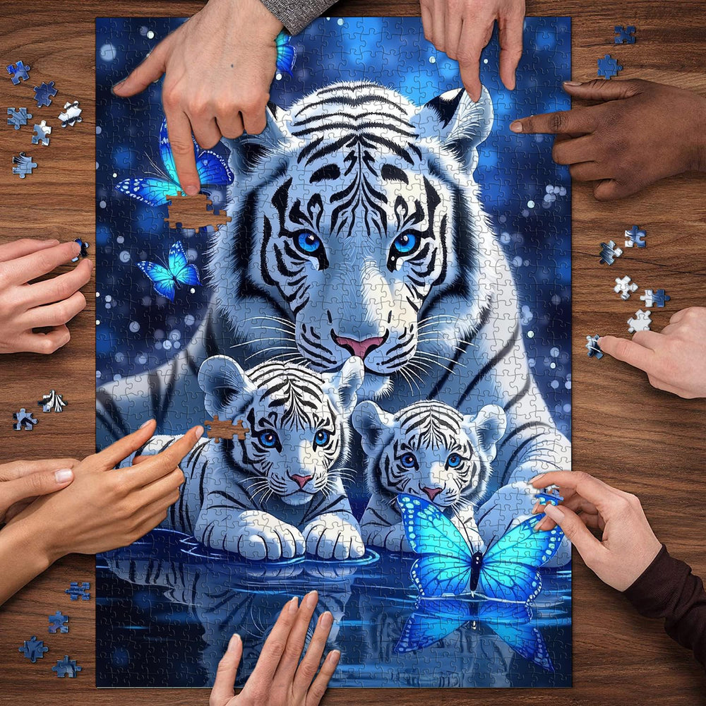 PPuzzling Blue butterfly scene promotes calm focus while assembling.