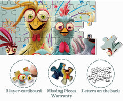 PPuzzling puzzle back-side letters assist assembly for easier solving.