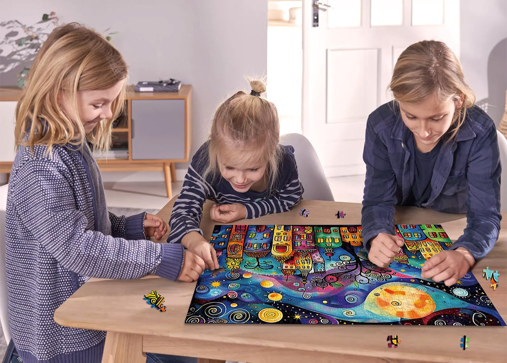 PPuzzling Colorful Houses Puzzle missing-piece support—helpful assistance ensures smooth completion.